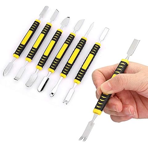 Zunate 6 in 1 Carbon Steel Electronics Repair Tools Opening Pry Tool Kit with Dual Ends Flat Metal Spudgers for Cellphone, Tablets, Laptop,Mobile Phone Electronics Device Cover