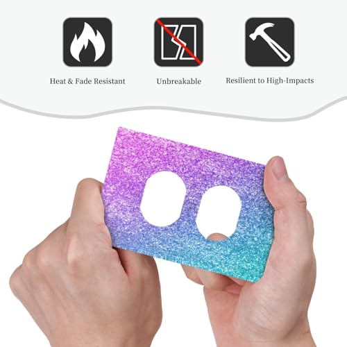 Decorative Outlet Covers Gillter Purple Pink Blue Gradient Sparkle 1 Gang Duplex Light Switch Cover Plate Unique Wall Plate Electrical Switch Plate Covers for Bedroom Home Decor