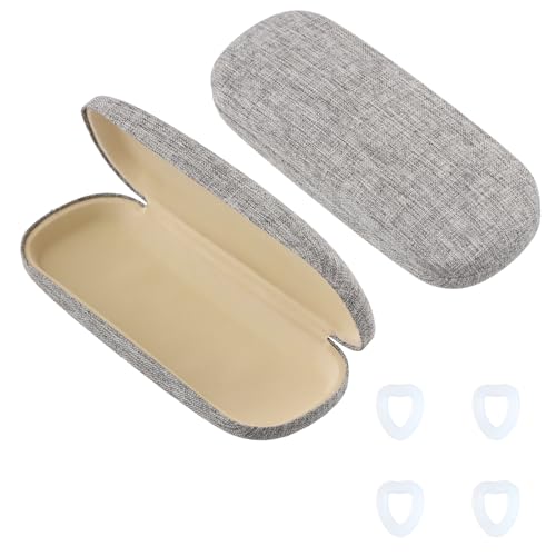Lunettes Rigide Toile Lin,Lunettes Étui Protection,Organisateur Lunettes Portable,Coussinets D'oreille Lunettes Anti Dérapants,pour Lunettes,Compatible avec Plupart Lunette vue Soleil (14 x 5 x 2 cm)