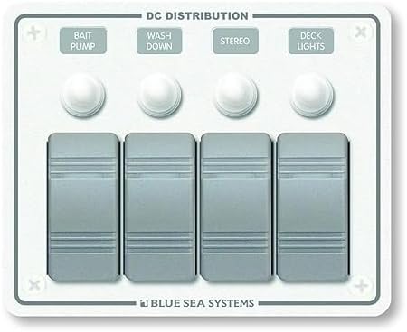 Blue Sea Systems 8272 Contura Water Resistant 12V DC Circuit Breaker Panel - White 4 Position