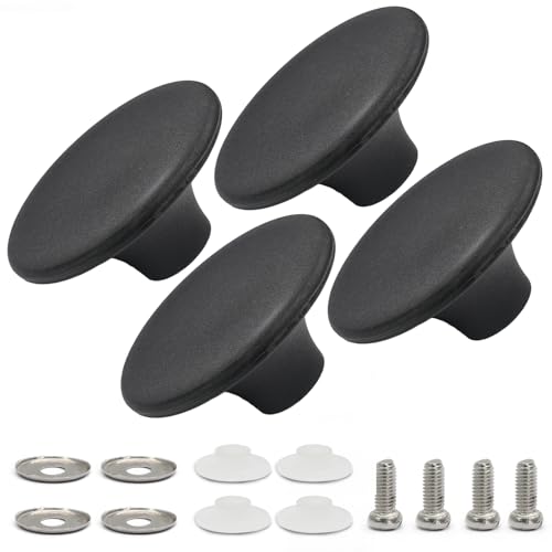 سويويتن 4 قطع مقبض فرن هولندي، مقبض غطاء اسود بديل لغطاء وعاء الفرن الهولندي المصنوع من السيراميك المطلي بالمينا، مقبض غطاء المقلاة