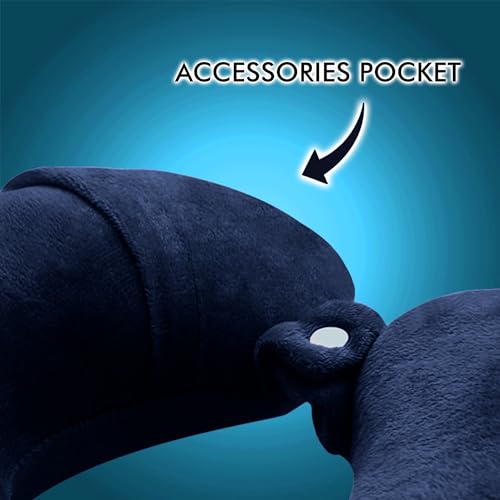Image of Billebon Premium Neck Pillow Eye Mask Combo Airplane Travel Pillow with Comfortable Velvet Sleeping Eyemask Head Rest Pillow & 30 Years Warranty