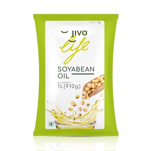Image of Jivo Soyabean Oil Pouch 1 Litre Edible Cooking Oil for Daily Use | Ideal for Roasting, Frying, and Baking | High in Omega-3 and Low in Saturated Fat |