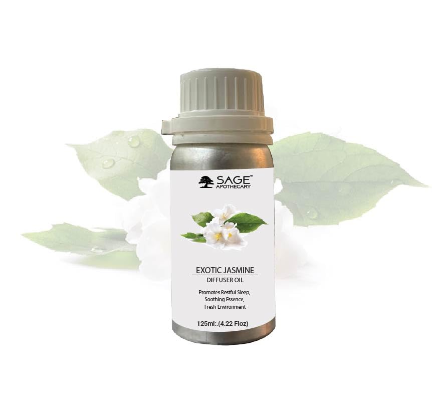 Image of Sage Apothecary Diffuser Oil for Relaxation, Calm Mood, 125 ml (Exotic Jasmine) | Aromatherapy Essential Oil Blend for Stress Relief, Sleep Aid, and Mental Clarity | 100% Pure Natural Ingredients