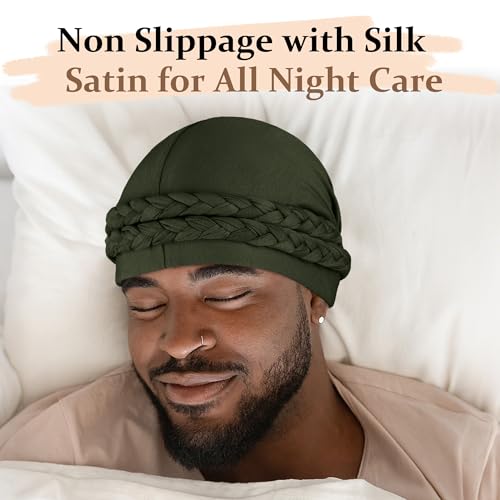 Image of Ababalaya Adjustable Satin Lined Turban for Women Mens Halo Turban Silky Lined Head Wraps for Waves Braids Locs Sleep Cap