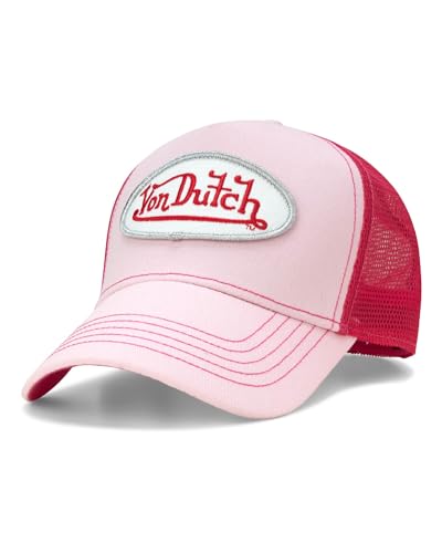 Von Dutch Unisex Trucker Hat - Curved Bill Mesh Back Retro Classic Colorblock Snapback Baseball Cap for Men and Women, Size One Size, Pink Tint