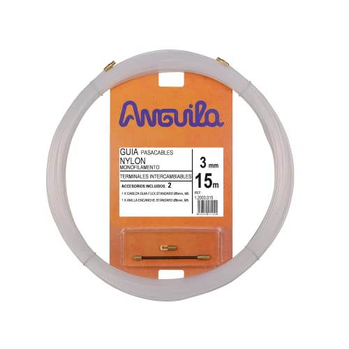 Anguila | Guía Pasacables | Terminales Intercambiables | Monofilamento | Nylon | Color Blanco | Diámetro 3mm | 15 metros