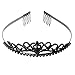 Produktbild LEORX Hochzeit Braut Haar Band Stirnband Strass Krone mit Haar-Kamm (schwarz)