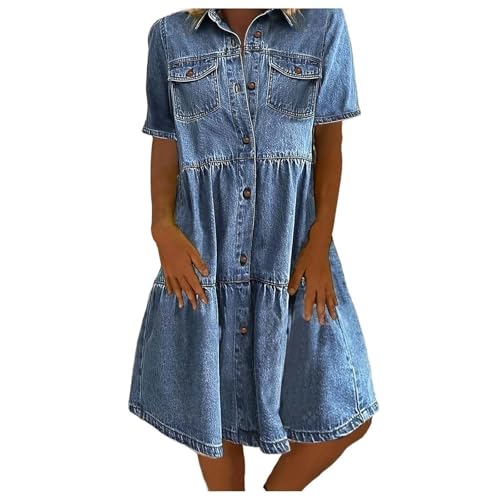 Robe de cocktail surdimensionnée en jean premium et finitions coupe midi raffinée