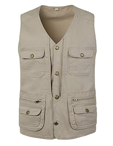 Btmpmcs Herren Outdoor Weste Ärmellose Anglerweste mit Vielen Taschen Baumwolle Freizeit Jagd Weste Camping Wander Weste Jacke Reporterwesten Herren Multifunktionsweste Cover