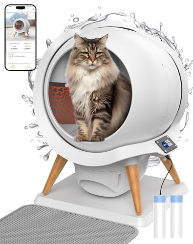 HoneyGuaridan Self Cleaning Cat Litter Box,IPX5 Waterproof Automatic Cat Litter ...