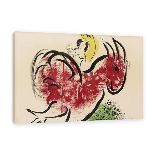 Peinture Chagall Le Coq Rouge sur toile 120x80 | Habillez vos grands murs vides avec élégance