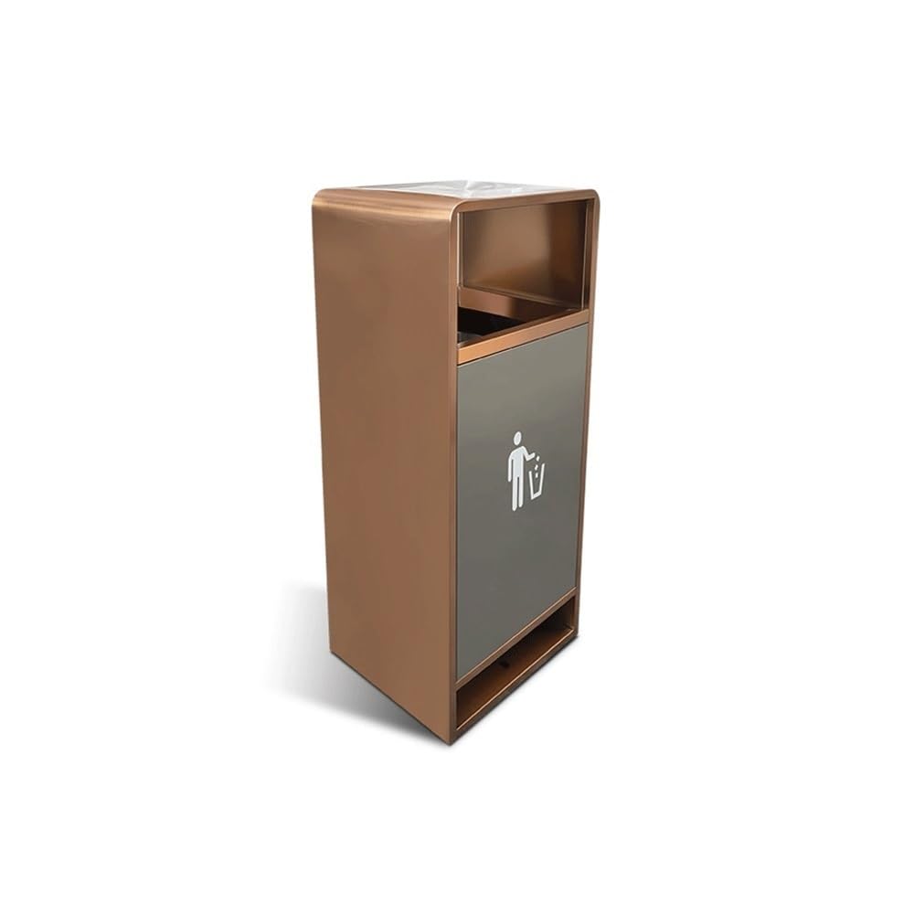Grande contenitore per rifiuti Cestino gettacarte for interni/esterni Cestino gettacarte quadrato grande in metallo con apertura laterale, Cestino gettacarte commerciale moderno con posacenere Patio