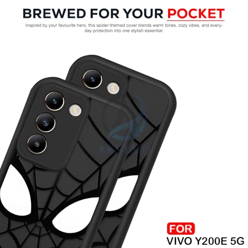 Image of AESTMO Back Case Cover for Vivo Y200E 5G / T3 5G Cover | Spidey Face Mask Design | Silicone Case | Full Body Protection | Camera Protection Back Cover for Vivo Y200E 5G / T3 5G (Black)
