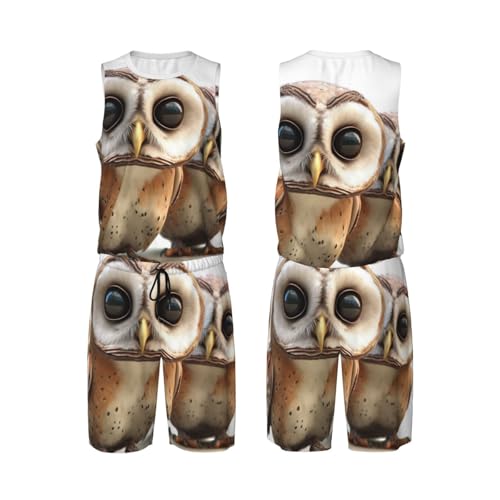 Maillot de basket-ball pour homme Funny Owl avec débardeur et short de sport