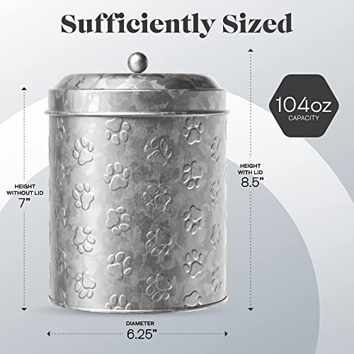 Amici Pet Puppy Paws Galvanized Metal Food Canister, Medium, 104Oz #TOP6