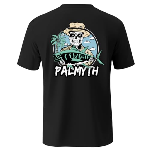 Palmyth Fishing Shirts for Men UPF 50+ T Shirt UV Sun Protection Quick Dry Short Sleeve Tee, SkullHat, XL