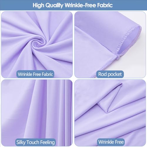 image for ESGOTBME 10x10ft Wrinkle Free Lavender Backdrop Curtain for Parties So