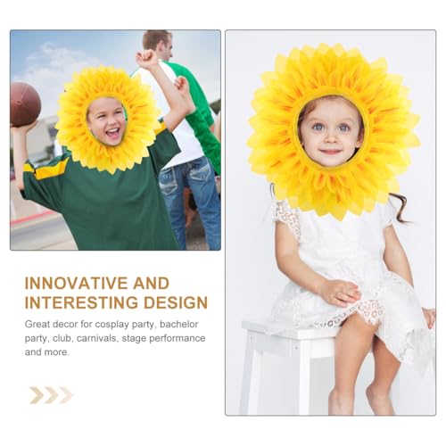 Vicasky Sunflower Head Cover for Kids Fun Sunflower Costume Accessory for Parties Festivals and Role Play Easy to Wear Perfect for Nursery and Outdoor Activities3
