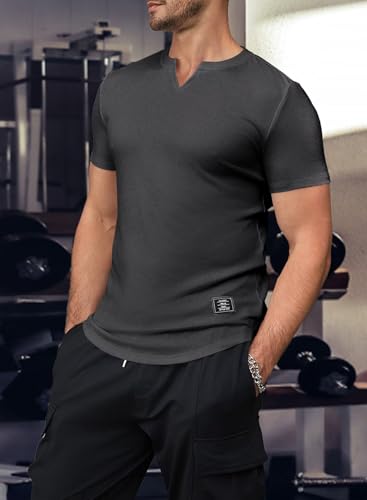 Mens Knit Shirts Business Casual Gym Workout Athletic Tees Muscle Shirts2