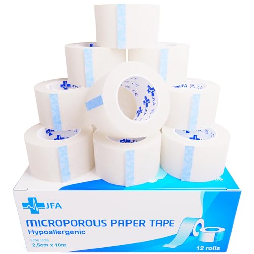 Cinta quirúrgica microporosa para primeros auxilios, 2,5 cm x 10 m, paquete de 12 rollos