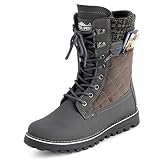 Polar Womens Memory Foam Outside Pocket Inside Zip Thermal Waterproof Deep Tread Rubber Sole Snow Boots - Grey Suede - EU42/US11 - YC0616