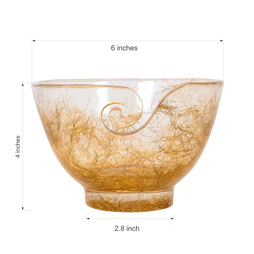 Image of Handcrafted Resin Yarn Bowl, Knitting Resin Storage Bowl, Crochet Kit Organizer. (Golden)