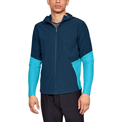 Under Armour Men's Threadborne Vanish Jacket Zip Up Sweatshirt, Techno Teal (489)/Deceit, L