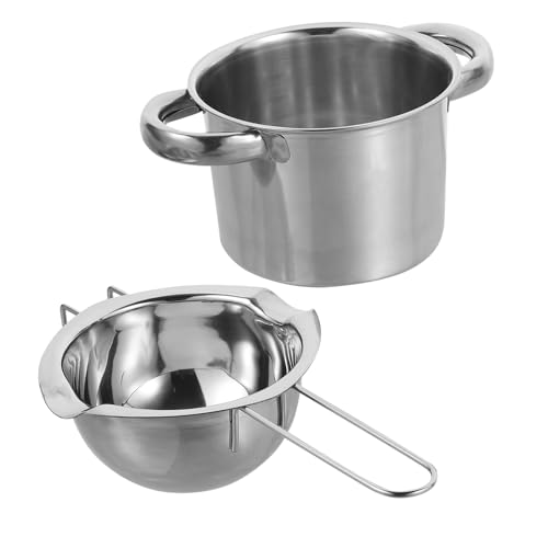Alipis Stainless Steel Double Boiler Melting Pot with Long Handle Outer Pot Lightweight Chocolate Candy Butter Cheese Melter for Cooking and Baking