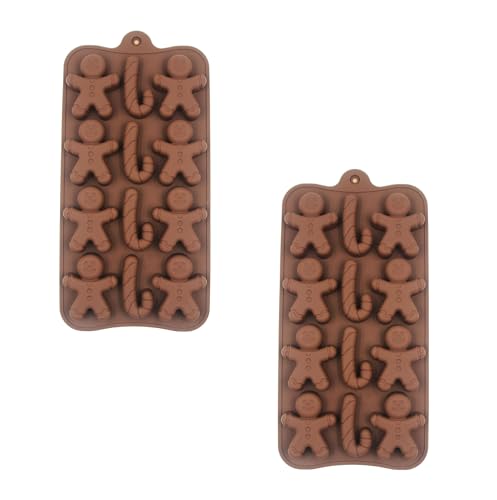 2 Pack Chocolate Molds 12-Cavities Gingerbread Man Shaped Silicone Mold for Chocolate Candy Cake Decoration Jelly Candles