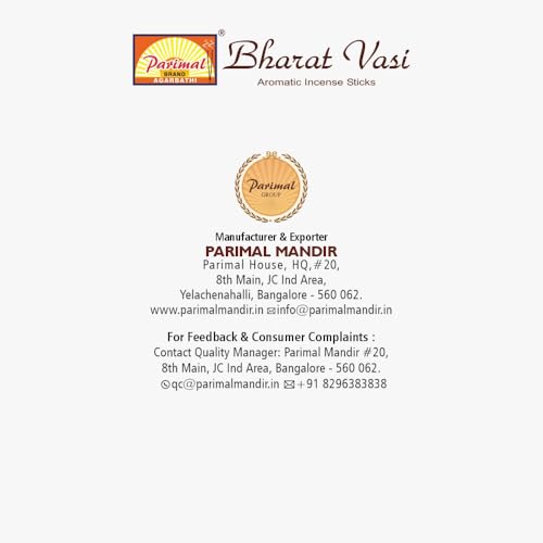 Image of PARIMAL Bharat VASI Incense Sticks | Jumbo Pack | Pack of 3-200 Grams X 3 = 600G | The Fragrance of India | Aromatic AGARBATTI