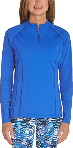 Coolibar UPF 50+ Women's Freestyle Long Sleeve Rash Guard - Sun Protective (Medium- Baja Blue)
