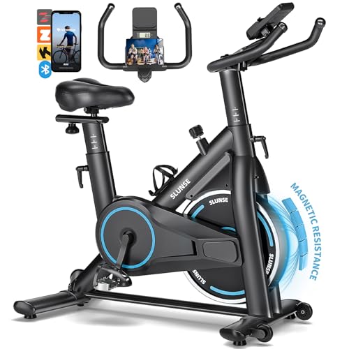 Bicicleta estática para uso doméstico con pantalla digital y soporte para tableta, máquina de entrenamiento cardiovascular, con cojín de asiento mejorado, capacidad de peso de 350 libras