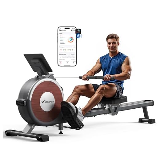 Rameur magnétique MERACH, 16 niveaux, rails doubles