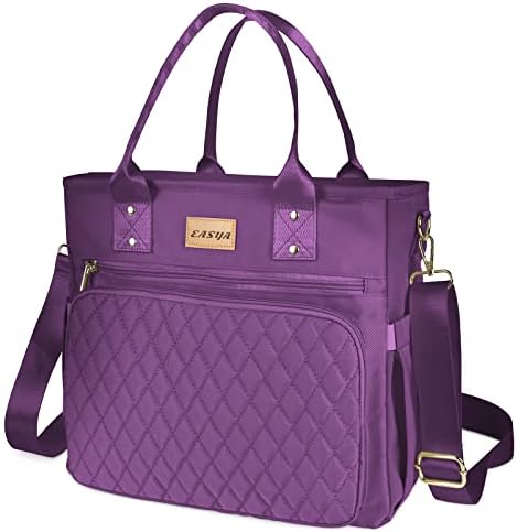 EASYA Large Women Lunch Bags for Work Insulated/Insulated Adult Lunch Box for Women/Durable Nylon Thermal Lunch Bag for Women/Leakproof Cooler Lunch Tote Bag with Storage Pocket (purple)