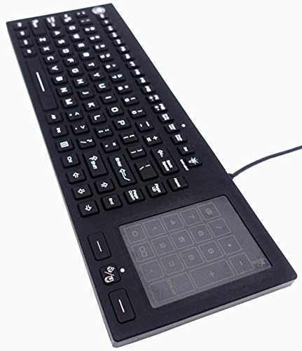 DSI LED Backlit Silicone Keyboard with Combined Number/Touch Pad IP68 Industrial IKB700BL