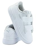PUMA baby girls Cabana Racer Velcro Sneaker, Puma White-gray Violet-cherry Tomato-peacoat, 6 Toddler US