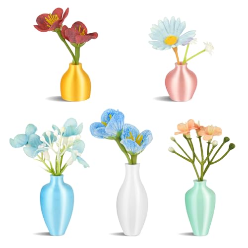 Image of WQLLWFC Mini Ceramic Vase Fridge Magnets Small 3D Plant Vase with Mini Flowers,Funny Little Plant Magnet for Refrigerator Decoration Kitchen Office Magnetic Buckle (5)