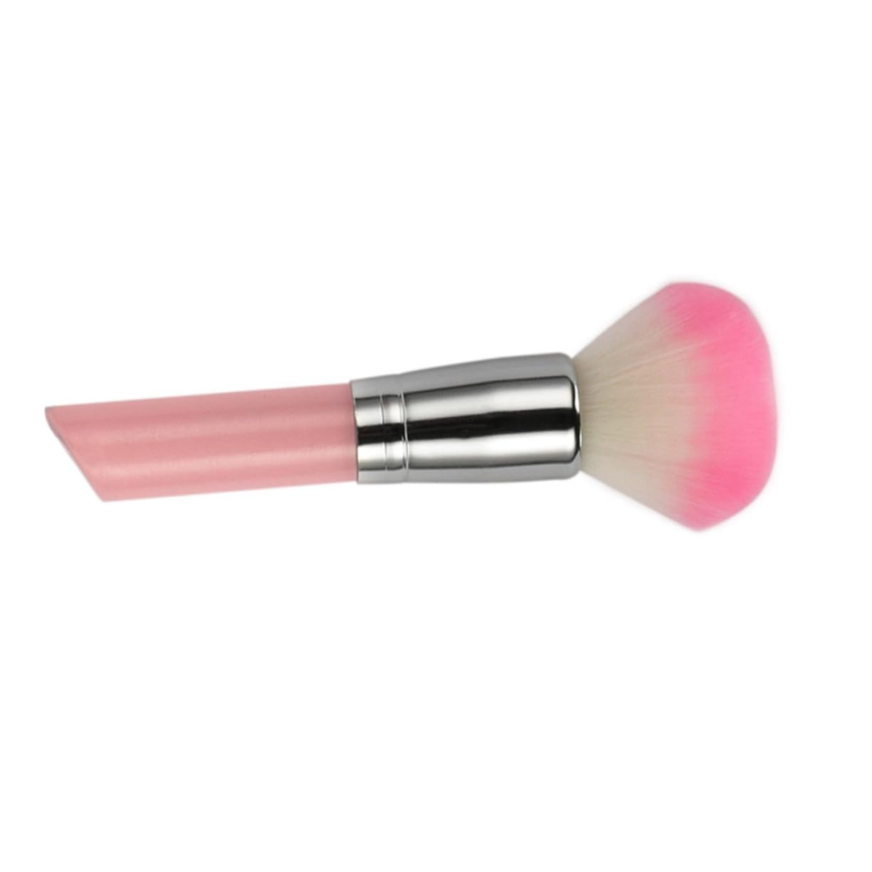 Baluue Portable Pink Blusher Powder Brush with Nylon Fibers Multi Function Cosmetics Brush for Natural Uniform Makeup Ergonomic Handle for Daily and Professional Use