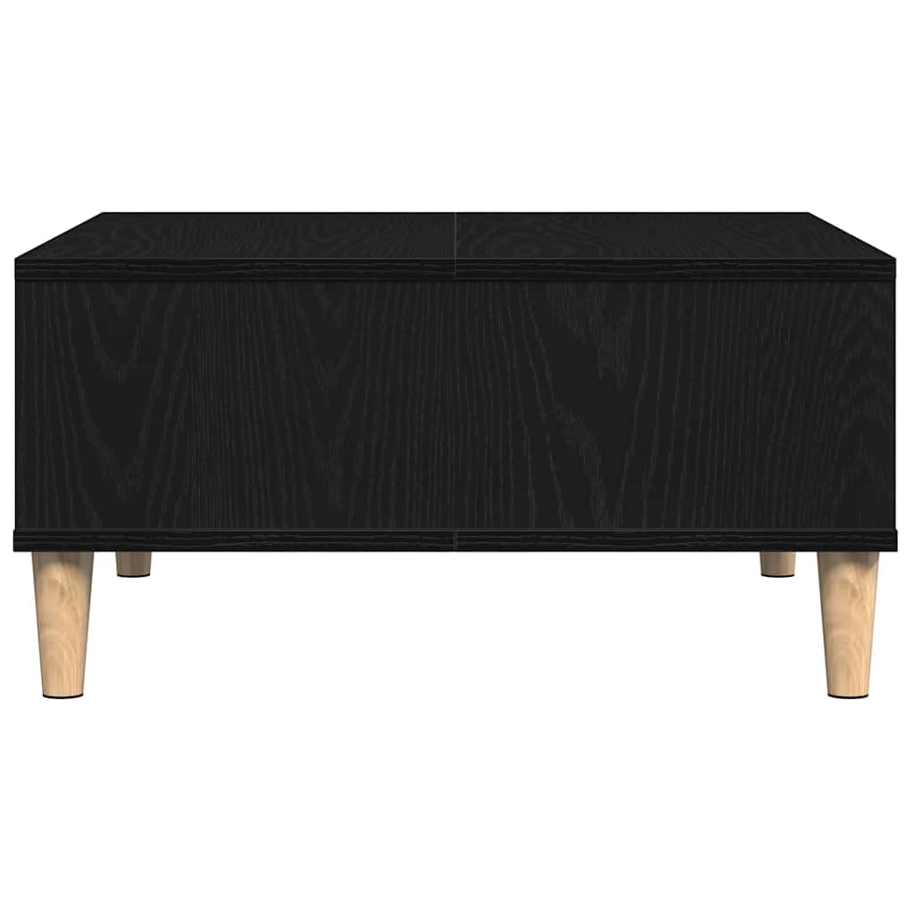 Mesa de centro de roble negro 60 x 60 x 30 cm, madera de ingeniería, 2 estantes, 75 kg, mini mesa de salón