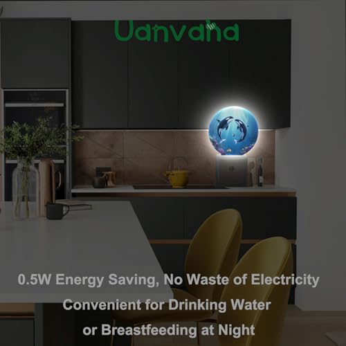 Image of Whale Night Light Undersea Killer Whales Blue Ocean Sea Coastal LED Dusk to Dawn Plug-in Nightlight Auto Sensor for Bedroom Bathroom Hallway Living Room