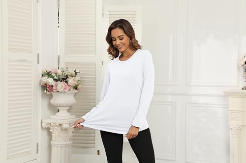 Smile Fish Womens Crewneck Long Sleeve Shirts Loose Fit Dressy Casual Fall Long Tee Tunic Tops2