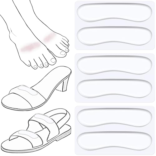 Image of Cutecrop 6 Pair Sandal Shoe Strap Extender Heel Sandal Strap Cushion Strips Heel Grips Liner Insert for Shoes Too Big Preventing Slipping, Rubbing, Non-Slip (Transparent)