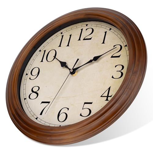 Foxtop Large Wood Wall Clock, Silent Battery Operated, 14 Inch - Image 3