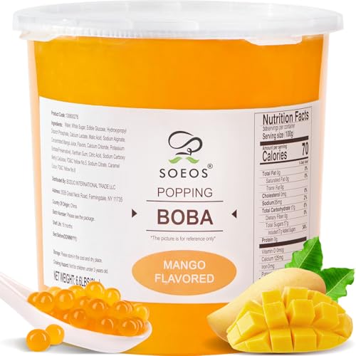 Soeos Mango Popping Boba Pearls, Bursting Boba Pearls for Bubble
