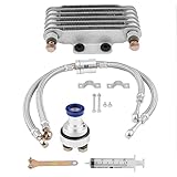 Engine Oil Cooler, Motorcycle Oil Cooling Radiator System Kit for Honda CB CG 100CC-250CC(Silver 85ML)