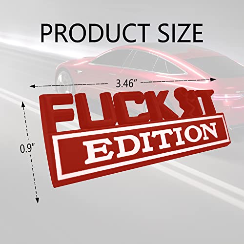 Image of Fuck IT Edition Emblem, Car Exterior Emblems Badge 3D Sticker Decal, Fuck-IT Edition Emblem 3D Fender Badge Decal, 3D Fender Badge Decal Car Truck Replacement, Fit for All Cars (Red White)