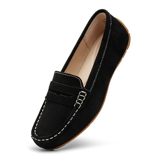 KORDAL Women's Black Suede Penny Loafers