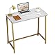 WOHOMO Kleiner Schreibtisch Klappbar 80 cm, Klappschreibtisch für Kleine Räume, Faltbarer Tisch Platzsparender Büro Computertisch, Weiß und Gold