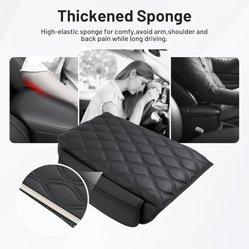 Image of Autorder Center Console Cover for 2021-2025 2026 Jeep Grand Cherokee L Accessories Armrest Cushion Cover Nappa Leather Middle Console Covers Grand Cherokee L Console Cushion Pad Anti-Scratch